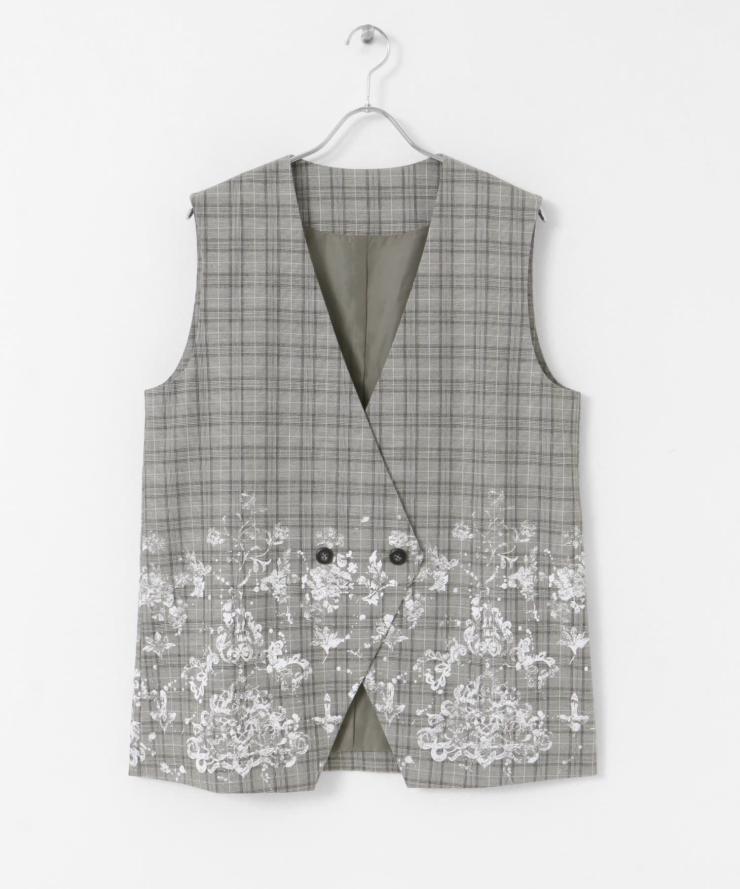  「レースプリントチェックベスト」|ベスト・ジレ|