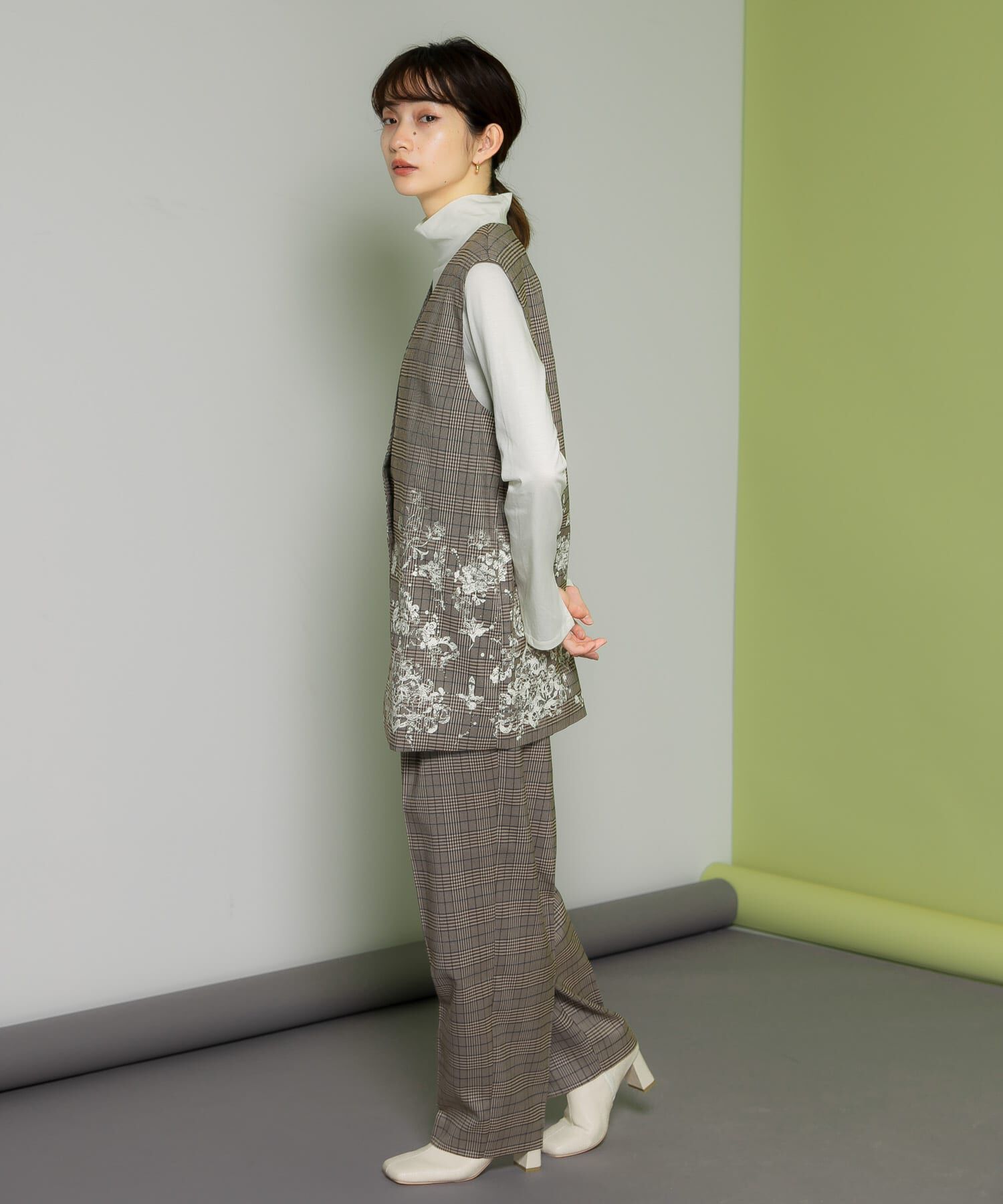  「レースプリントチェックベスト」|ベスト・ジレ|