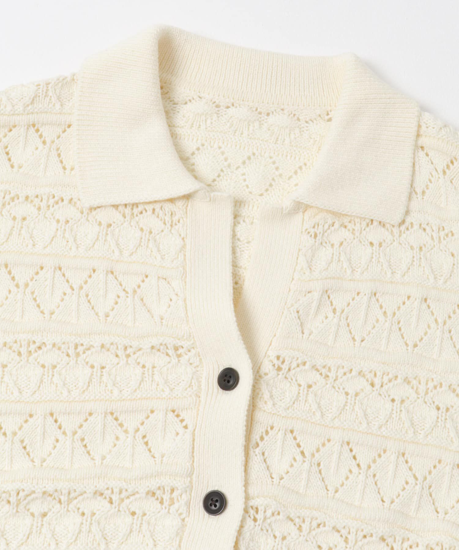  「透かし編みキーネックカーディガン」|カーディガン|