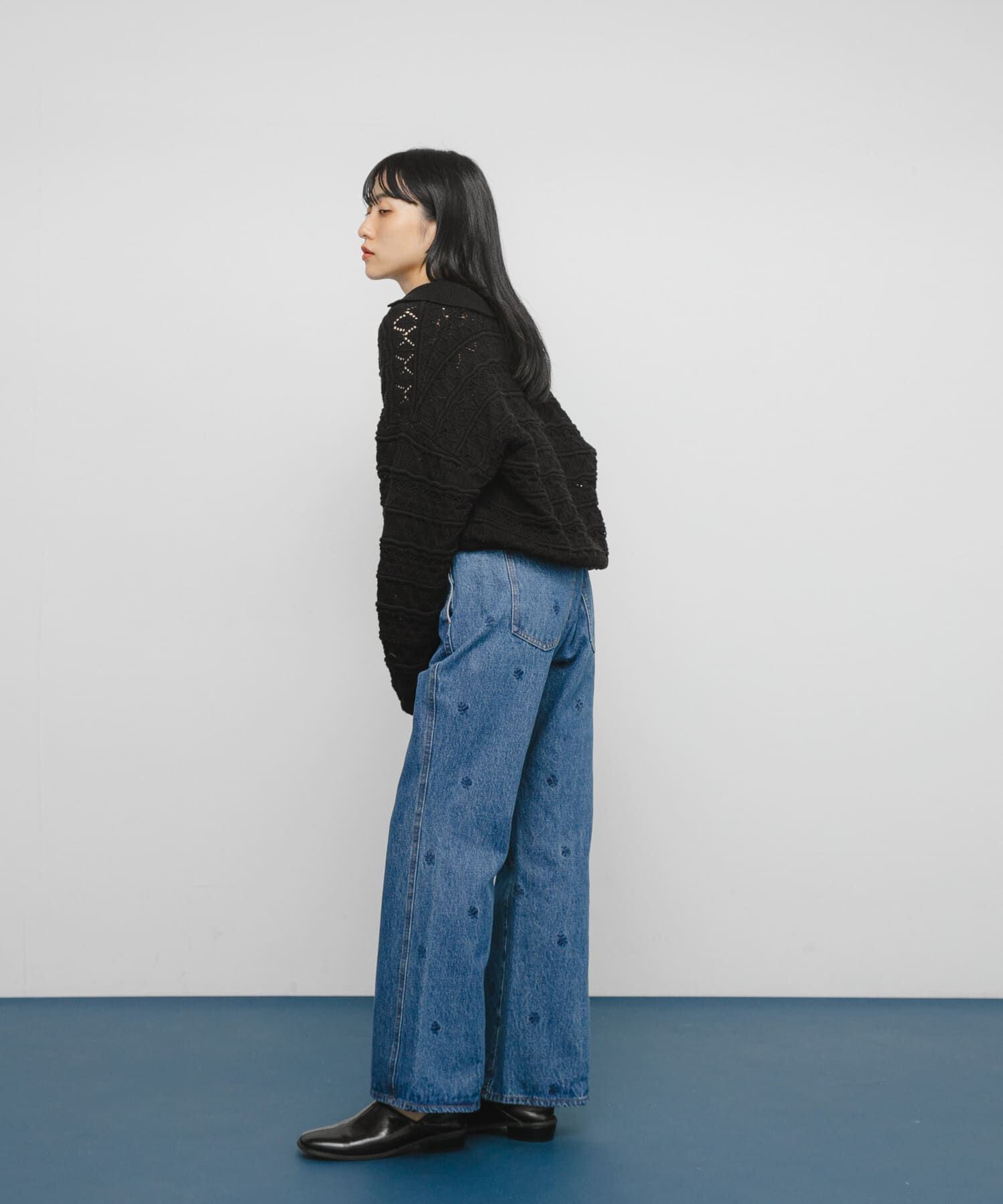  「透かし編みキーネックカーディガン」|カーディガン|