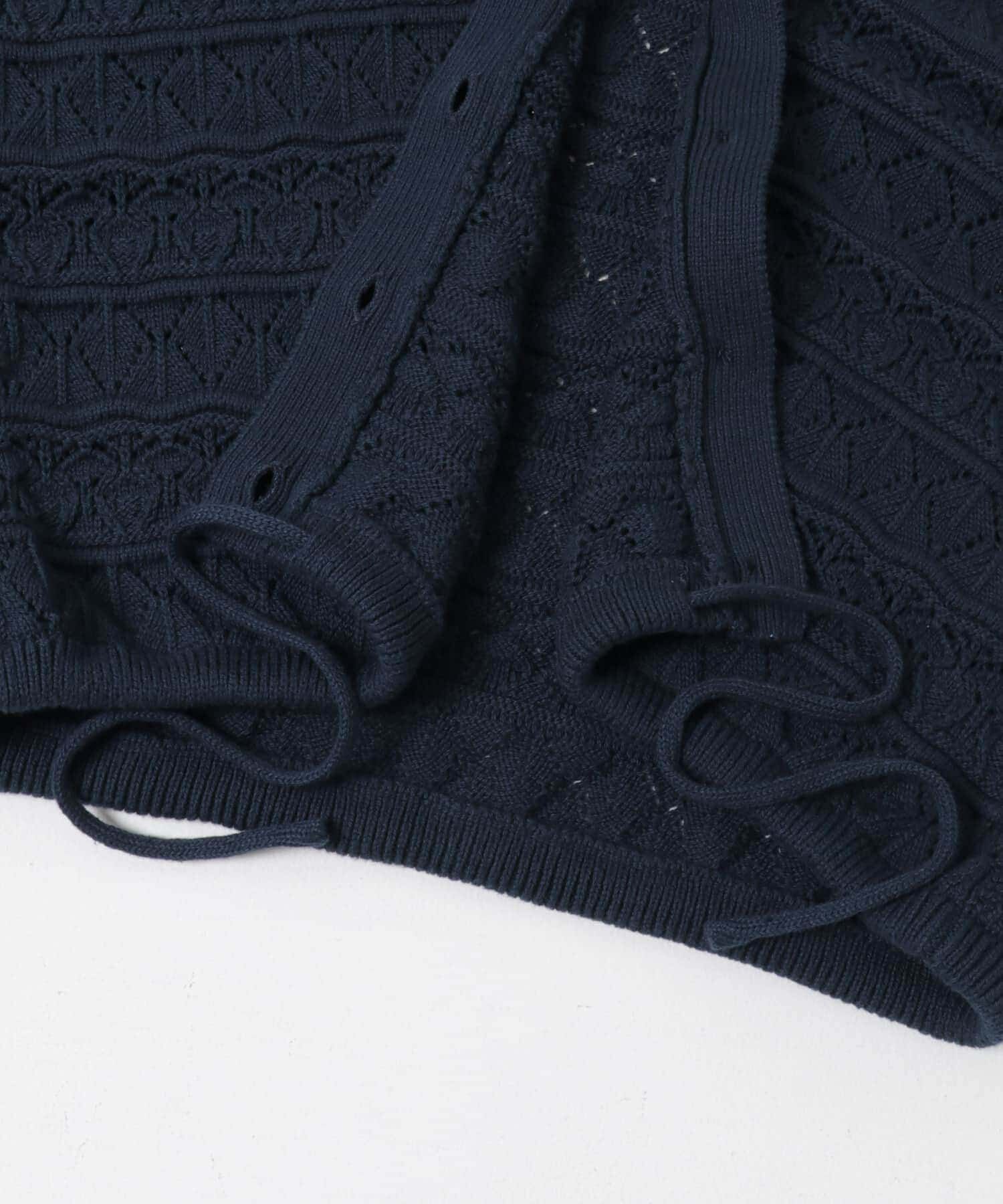  「透かし編みキーネックカーディガン」|カーディガン|