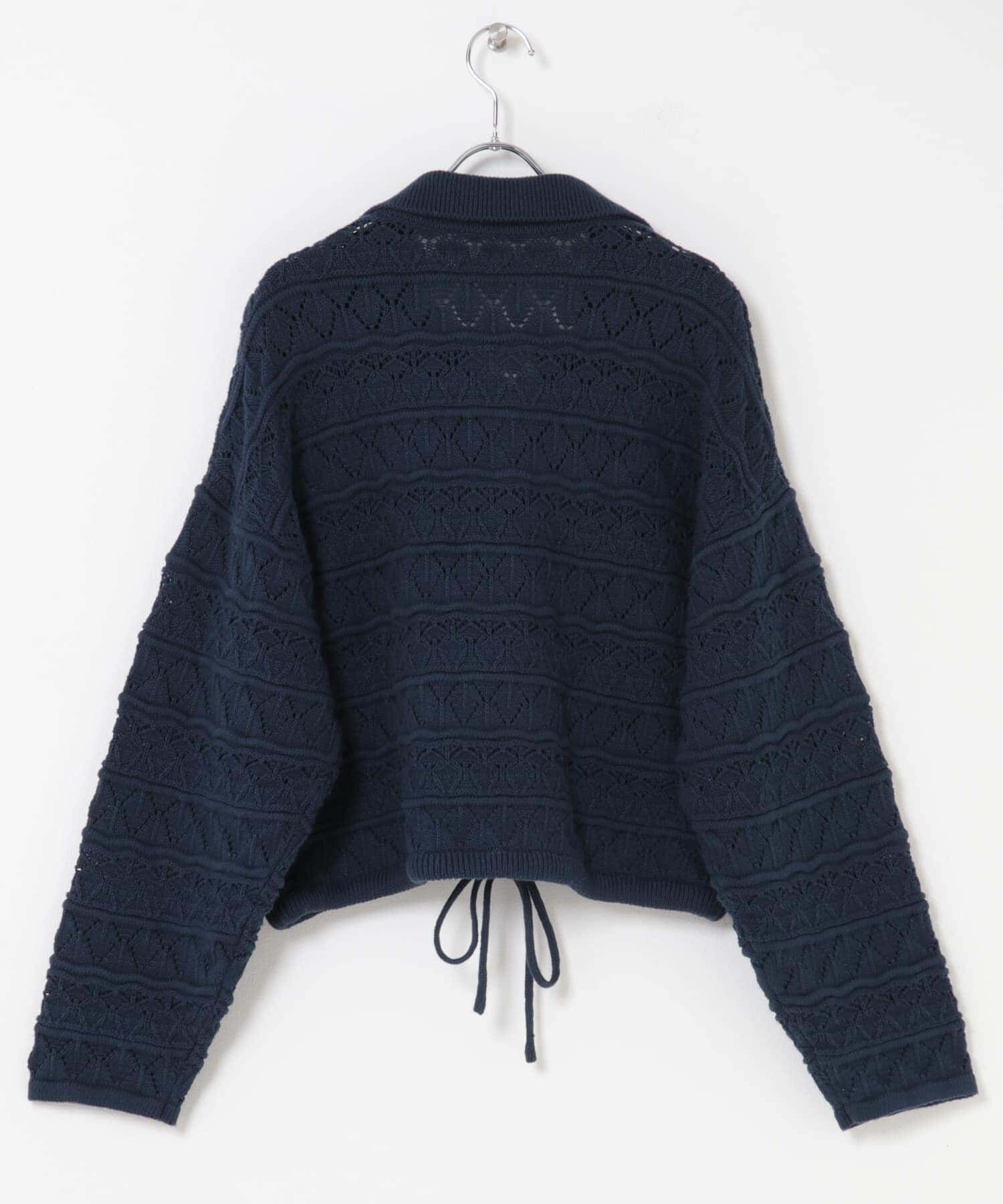  「透かし編みキーネックカーディガン」|カーディガン|