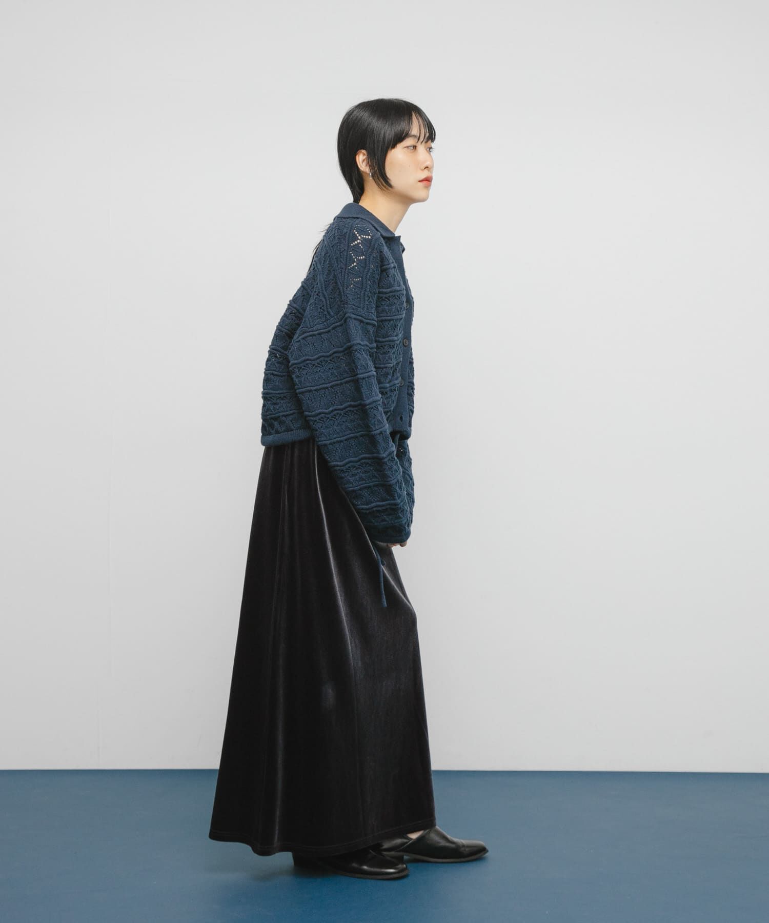  「透かし編みキーネックカーディガン」|カーディガン|