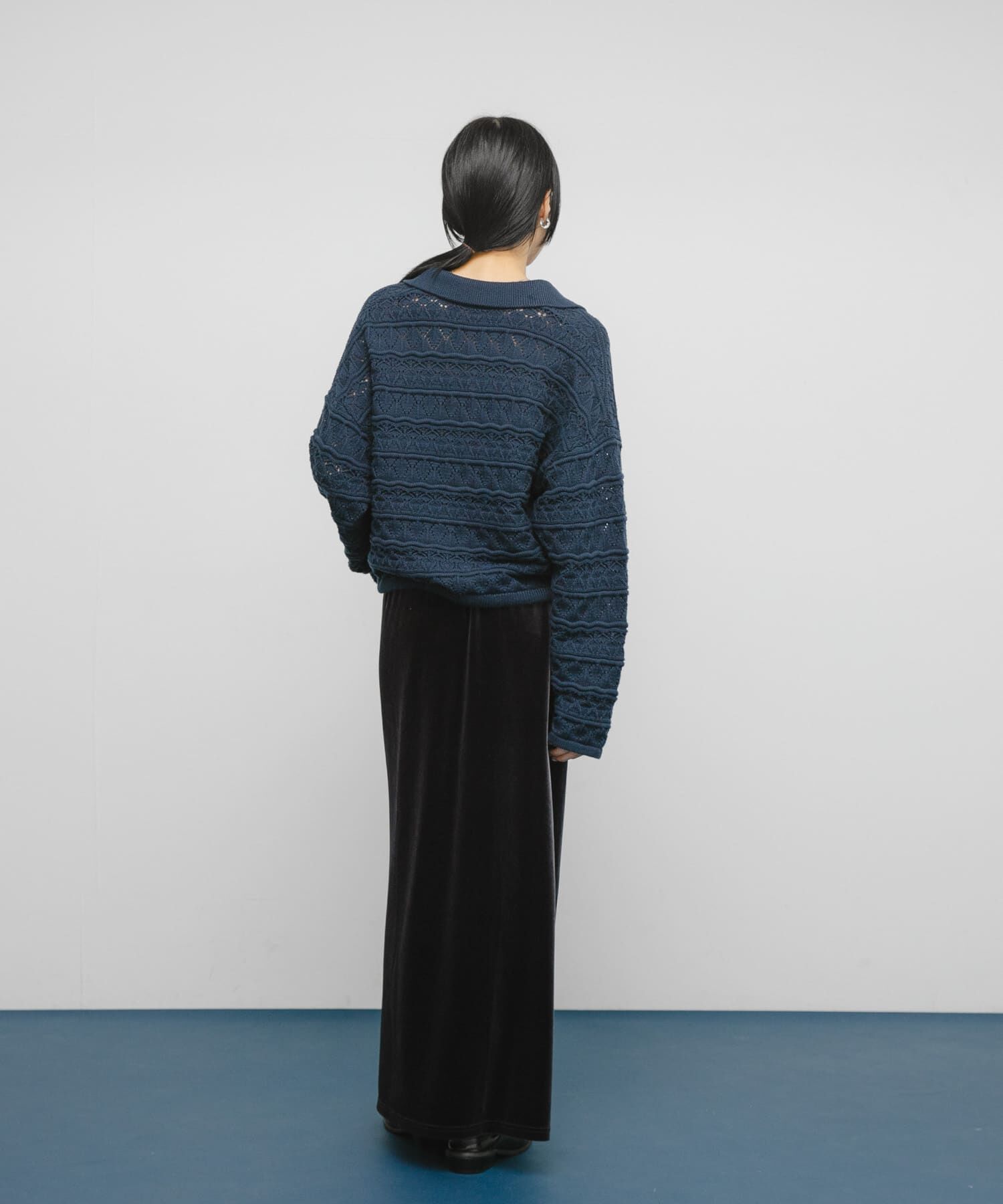  「透かし編みキーネックカーディガン」|カーディガン|