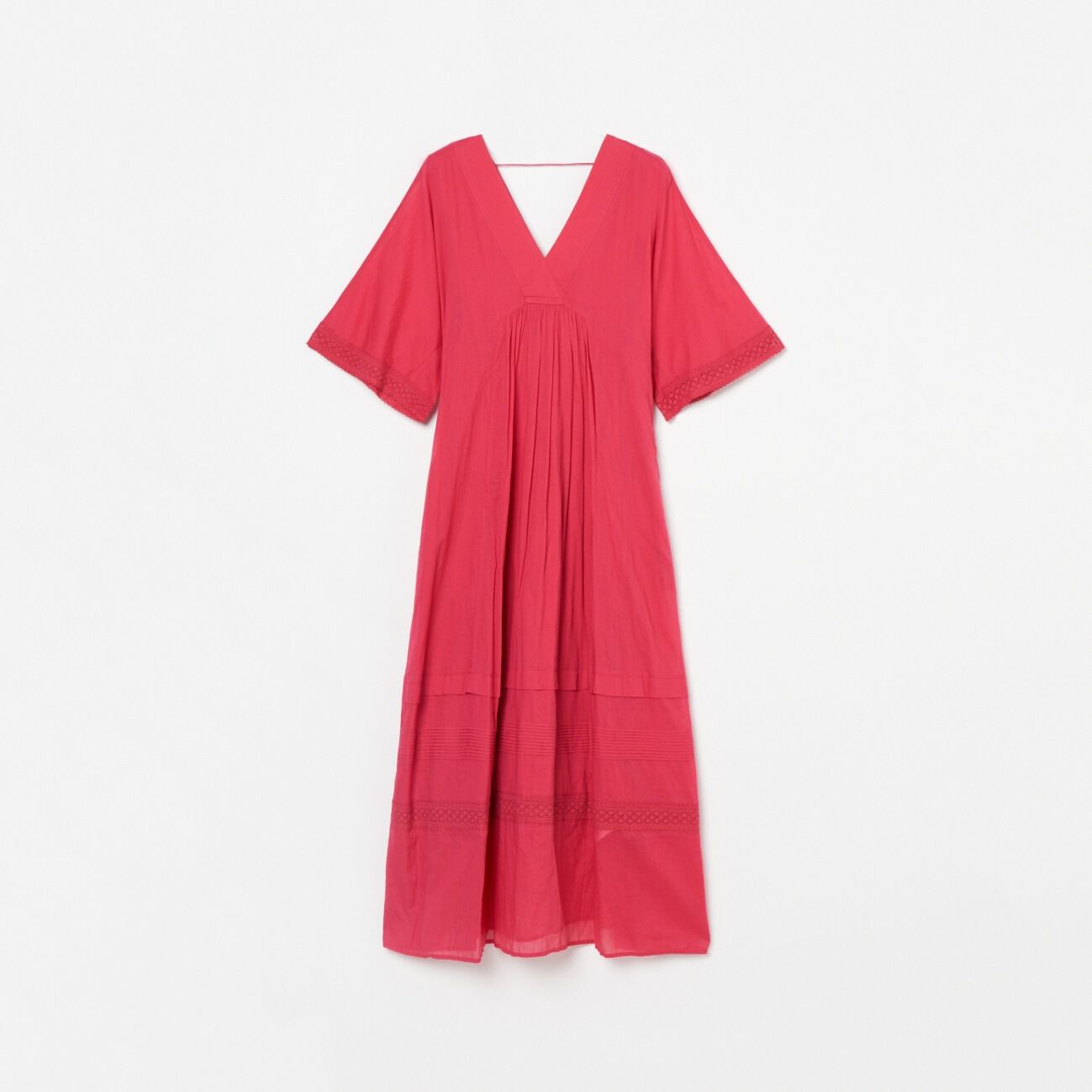  「SARA MALLIKA COTTON VOILE LACE PINTUCK DRESS」|ワンピース|フューシャピンク