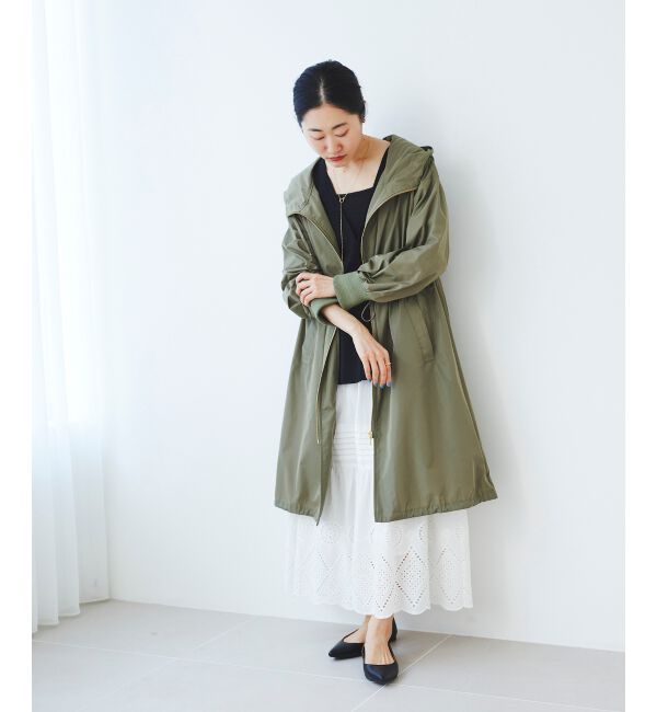  「ライトタフタフードロングブルゾン」|ブルゾン・スタジャン|