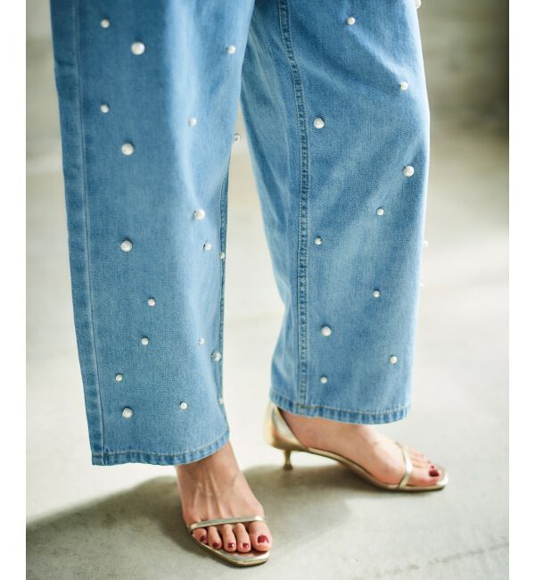 le.coeur blanc「パールデニムパンツ」|デニム|