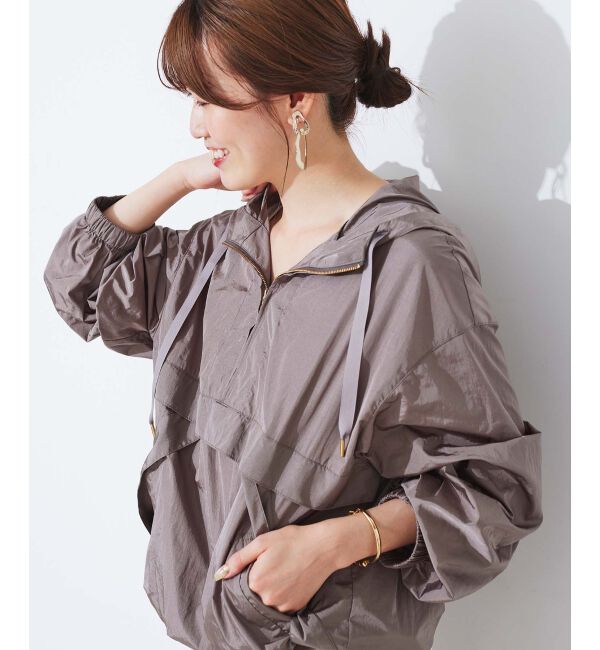 le.coeur blanc「シャイニーナイロンアノラックパーカー」|その他|モカ