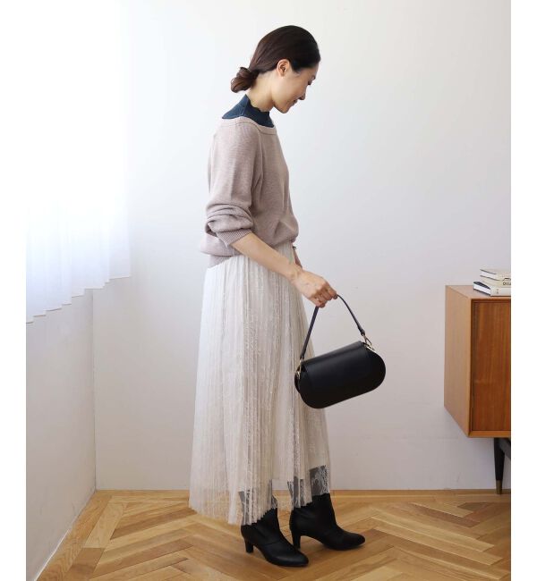 le.coeur blanc「《手洗い可能》レースプリーツロングスカート」|スカート|