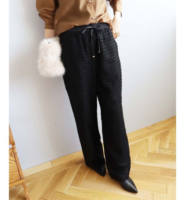 le.coeur blanc「カットジャガードイージーパンツ」|その他|ブラック