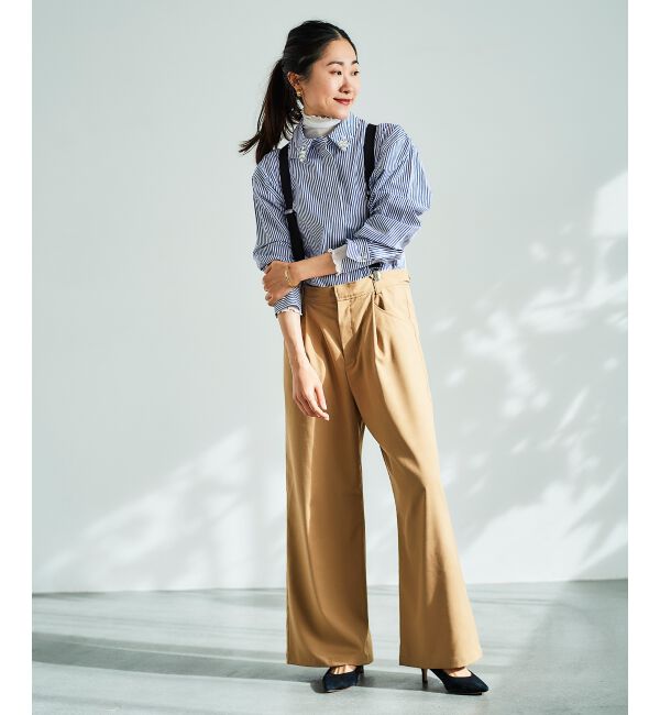 le.coeur blanc「サスペンダー付タックワイドパンツ」|その他|