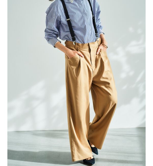 le.coeur blanc「サスペンダー付タックワイドパンツ」|その他|