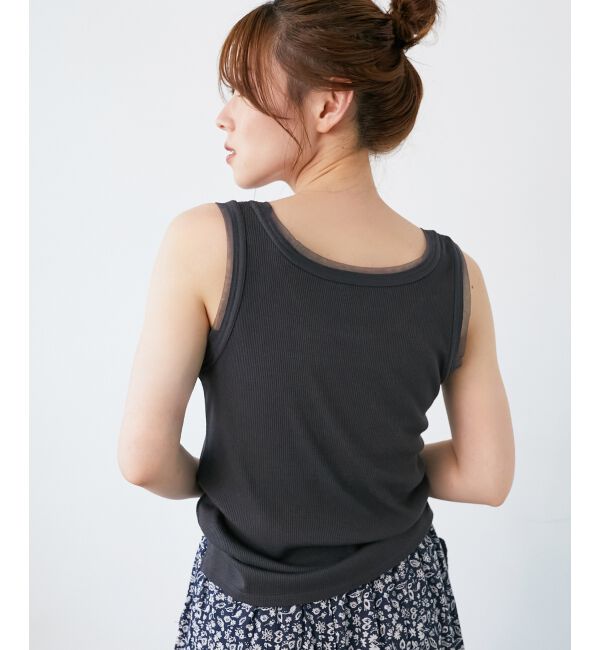  「《手洗い可能》ラメテレコタンクトップ」|タンクトップ|