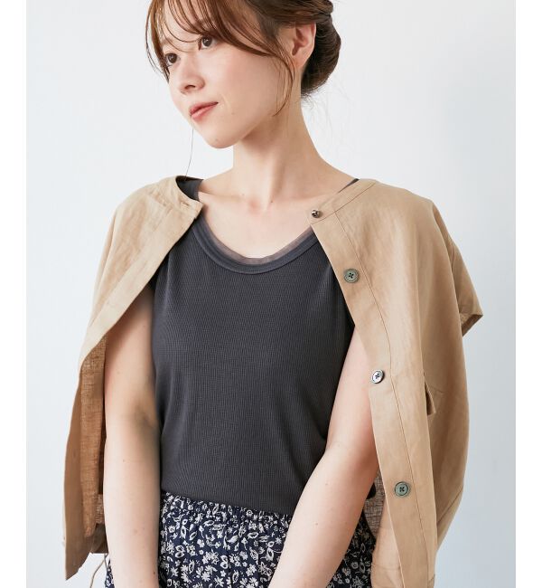  「《手洗い可能》ラメテレコタンクトップ」|タンクトップ|