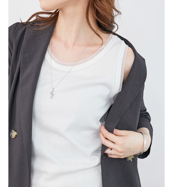  「《手洗い可能》ラメテレコタンクトップ」|タンクトップ|