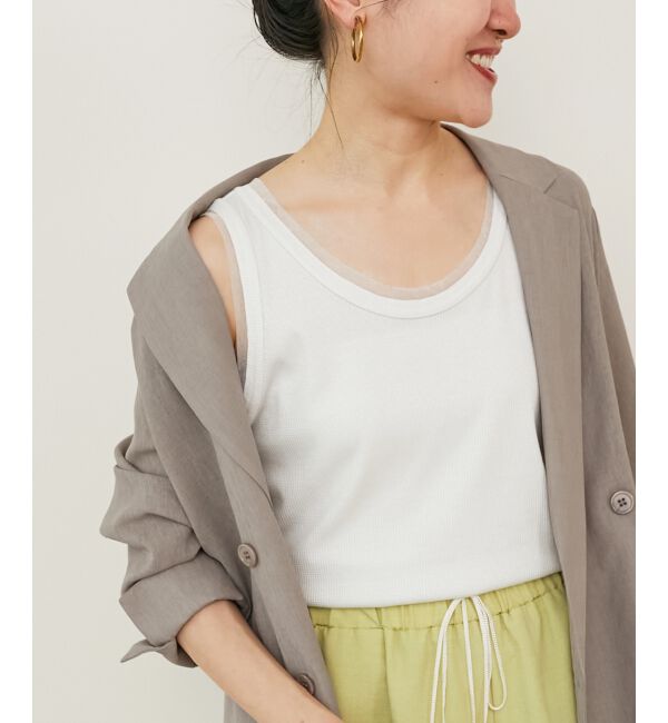  「《手洗い可能》ラメテレコタンクトップ」|タンクトップ|