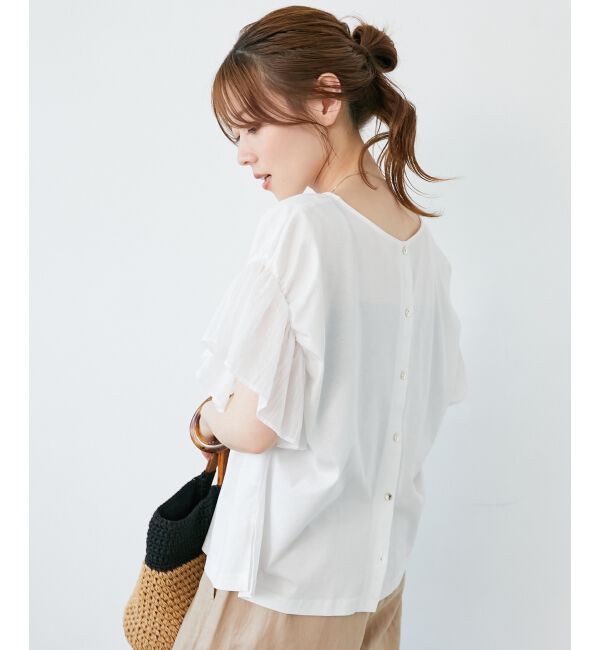  「コットンシルケットコンビカットプルオーバー」|プルオーバー|