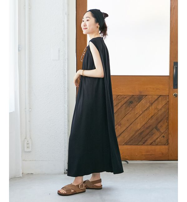  「スムースポンチノースリーブワンピース」|ワンピース|