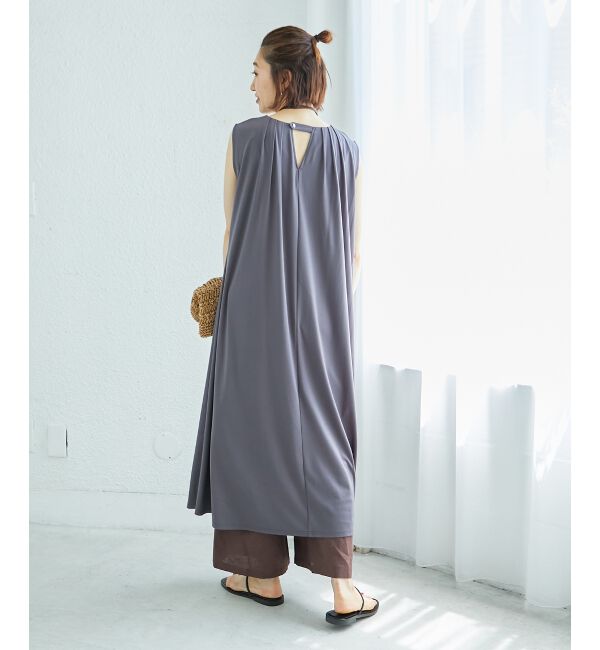  「スムースポンチノースリーブワンピース」|ワンピース|