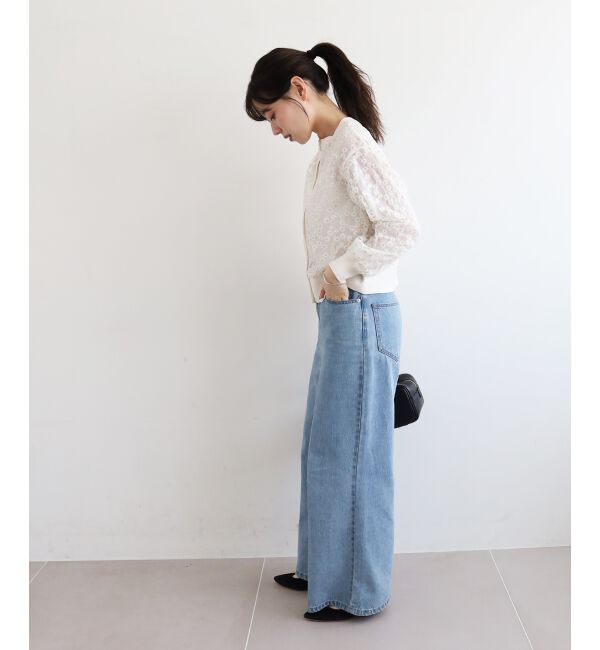  「フラワーレース刺繍ニットカーディガン」|カーディガン|