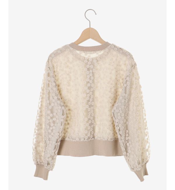  「フラワーレース刺繍ニットカーディガン」|カーディガン|