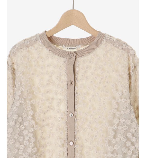  「フラワーレース刺繍ニットカーディガン」|カーディガン|