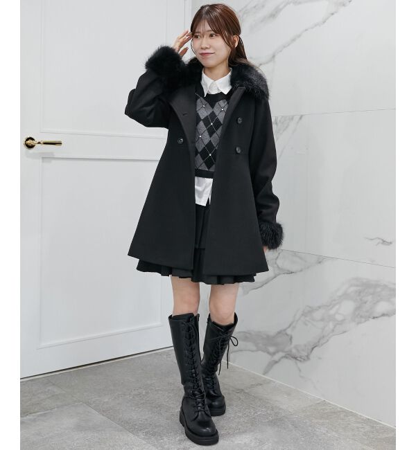 MAJESTICLEGON「2wayフェイクファーカラーフレアコート」|その他|