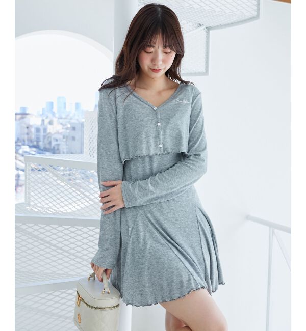  「カーデセット肩リボンキャミワンピ」|ワンピース|