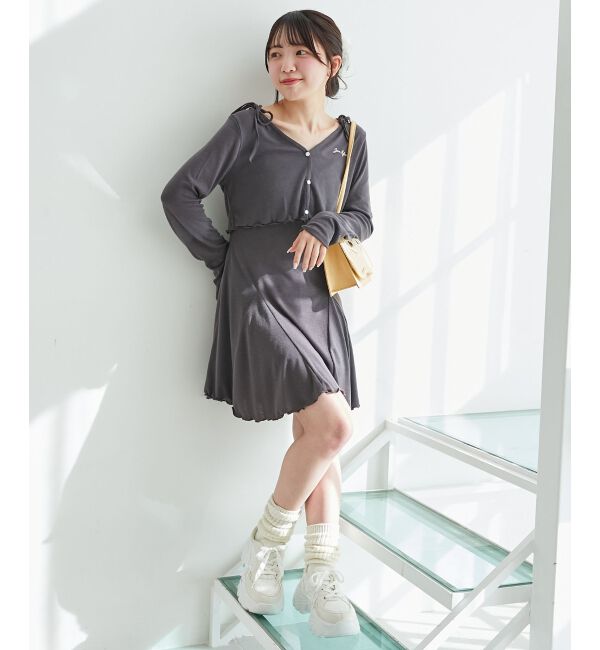  「カーデセット肩リボンキャミワンピ」|ワンピース|