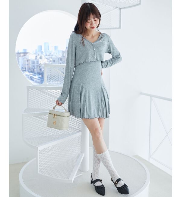  「カーデセット肩リボンキャミワンピ」|ワンピース|