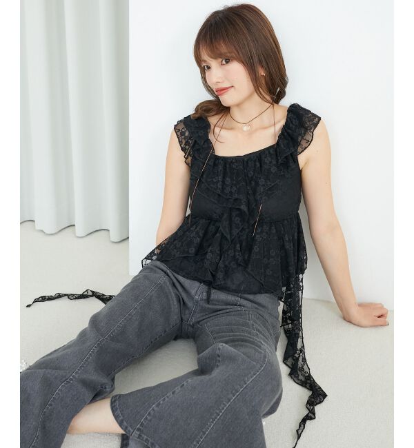  「フリルビスチェ」|キャミソール|ブラック