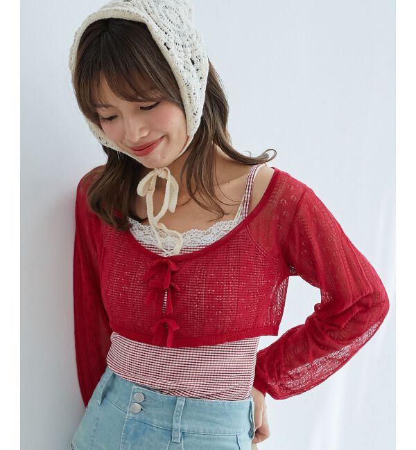  「透かしリボンニット&times;キャミセット」|ニット・セーター|