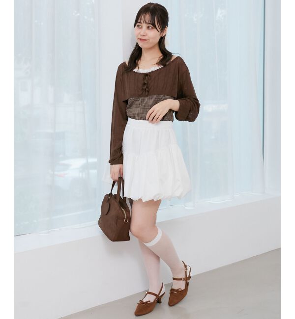  「透かしリボンニット&times;キャミセット」|ニット・セーター|