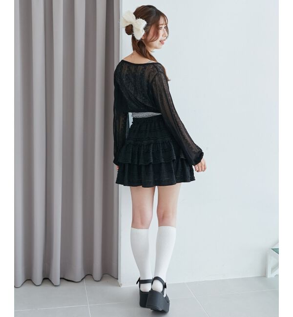  「透かしリボンニット&times;キャミセット」|ニット・セーター|