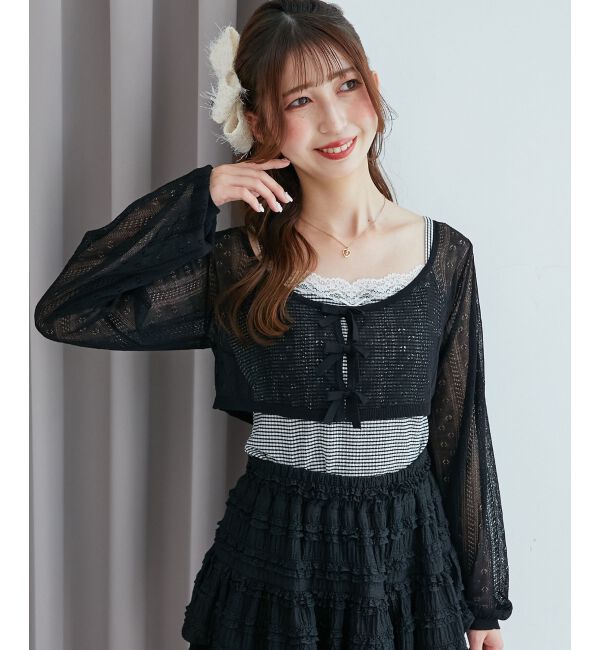  「透かしリボンニット&times;キャミセット」|ニット・セーター|