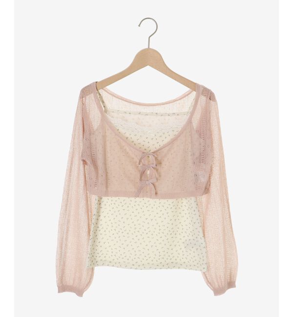  「透かしリボンニット&times;キャミセット」|ニット・セーター|