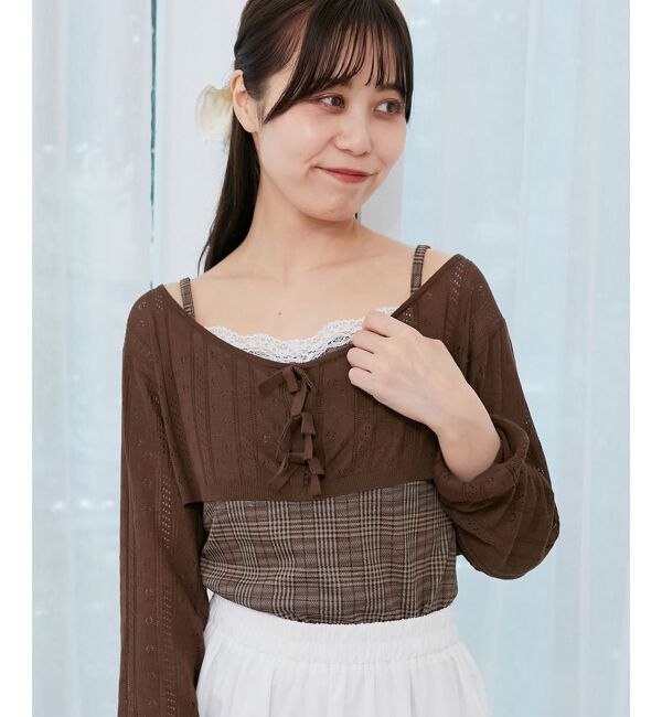  「透かしリボンニット&times;キャミセット」|ニット・セーター|