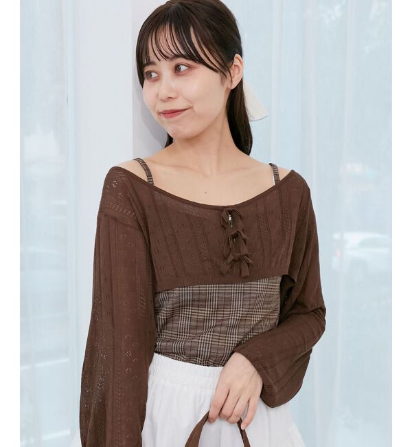  「透かしリボンニット&times;キャミセット」|ニット・セーター|