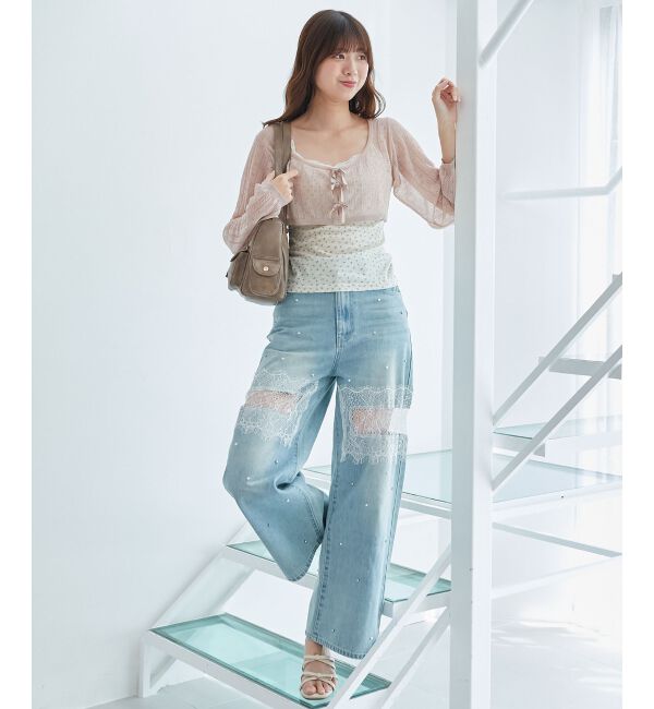  「透かしリボンニット&times;キャミセット」|ニット・セーター|