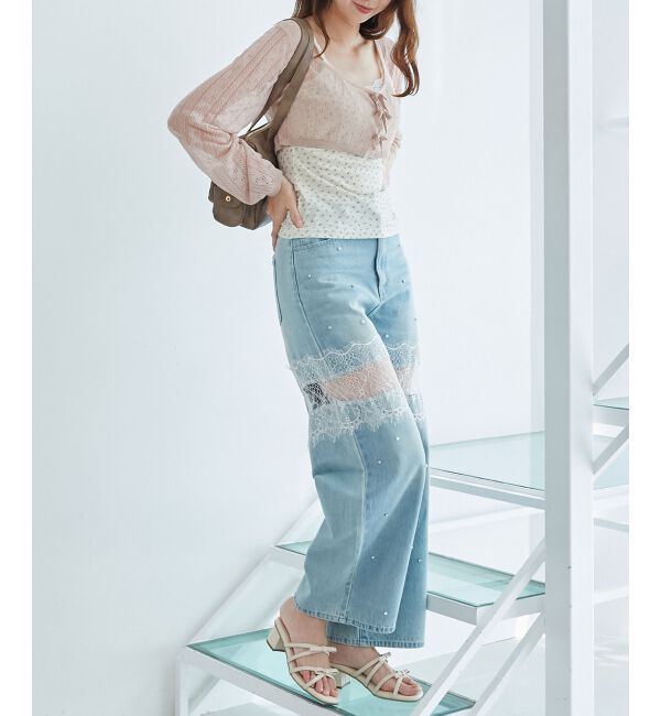  「透かしリボンニット&times;キャミセット」|ニット・セーター|