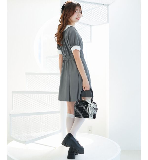  「衿配色ミニワンピース」|ワンピース|