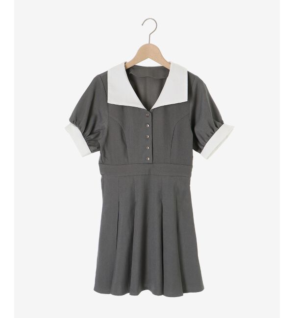  「衿配色ミニワンピース」|ワンピース|