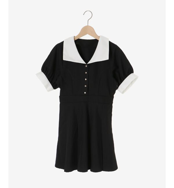  「衿配色ミニワンピース」|ワンピース|