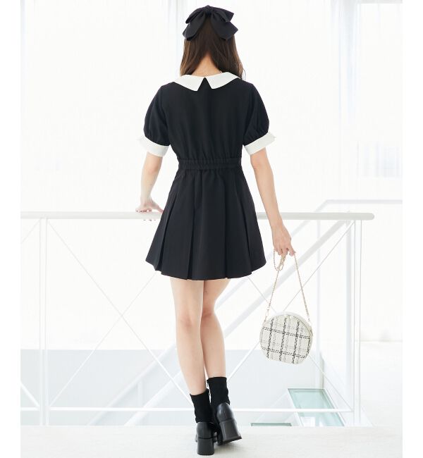  「衿配色ミニワンピース」|ワンピース|