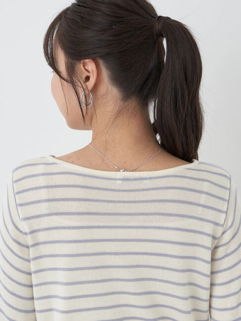 earth music&ecology「レースボーダーニットプルオーバー」|ニット・セーター|