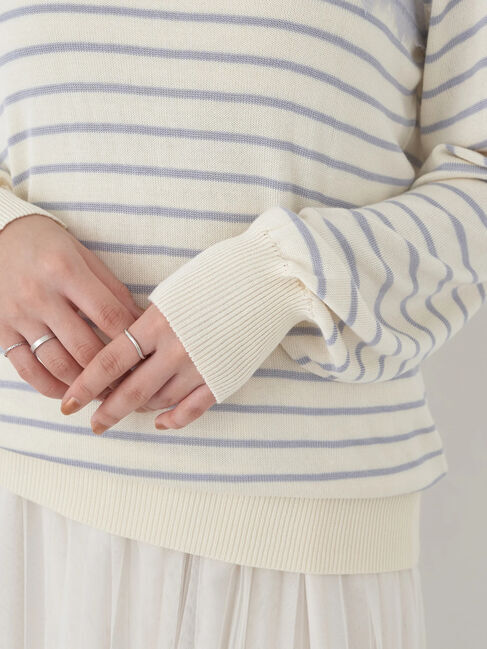 earth music&ecology「レースボーダーニットプルオーバー」|ニット・セーター|