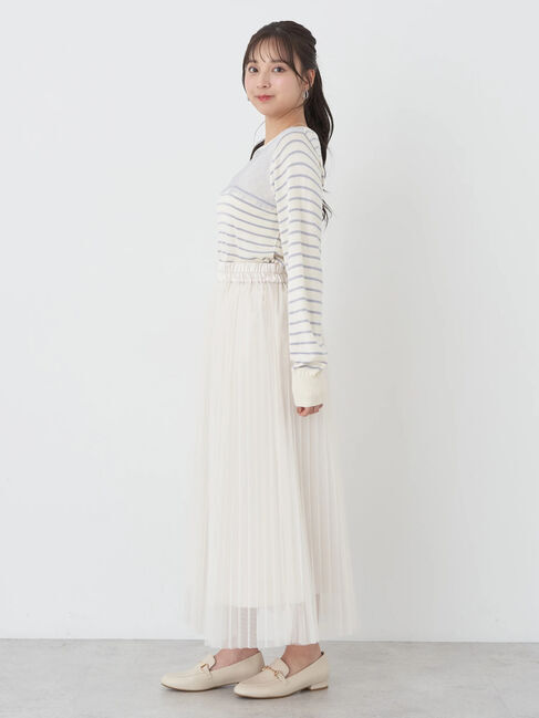 earth music&ecology「レースボーダーニットプルオーバー」|ニット・セーター|