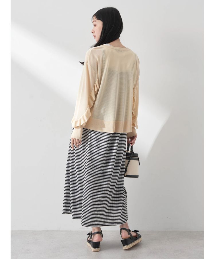 earth music&ecology「袖フリルシアーカーディガン」|カーディガン|