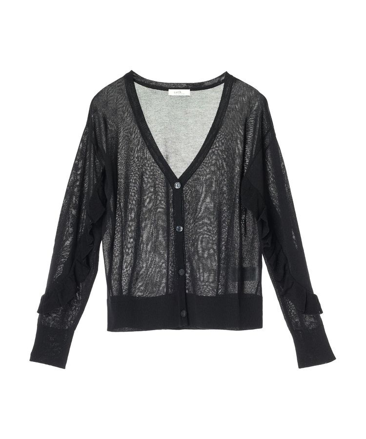 earth music&ecology「袖フリルシアーカーディガン」|カーディガン|