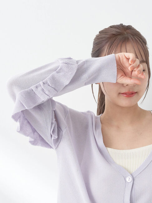 earth music&ecology「袖フリルシアーカーディガン」|カーディガン|
